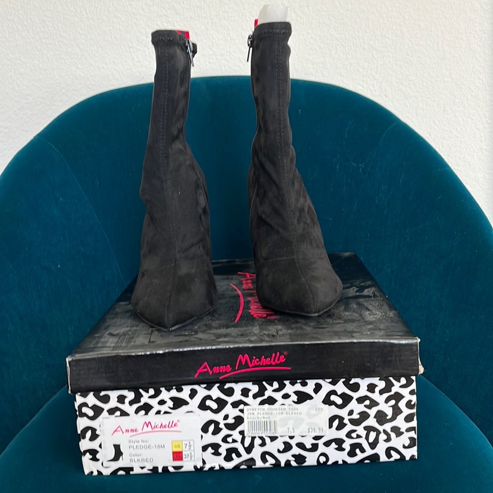 Black faux sued ankle booties
